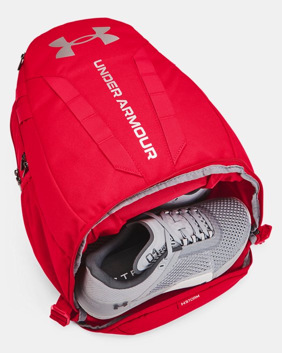 UA Hustle 5.0 Backpack, Red, pdpMainDesktop image number 4